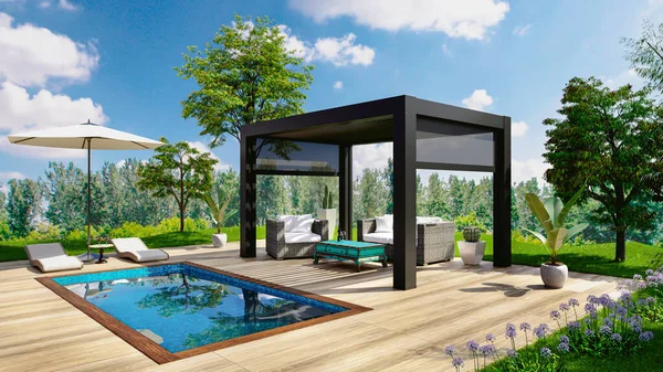 Choisissez une pergola bioclimatique à double orientation de lames